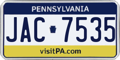 PA license plate JAC7535