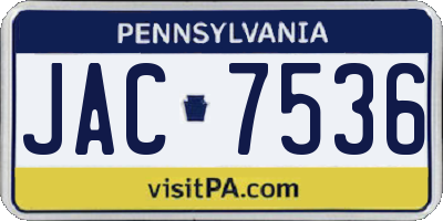 PA license plate JAC7536