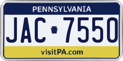 PA license plate JAC7550