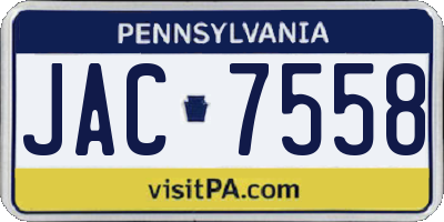 PA license plate JAC7558