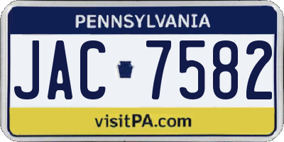 PA license plate JAC7582