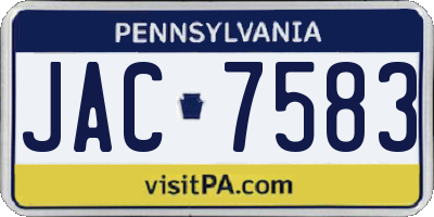 PA license plate JAC7583