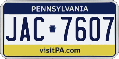 PA license plate JAC7607