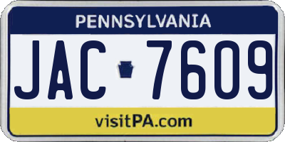 PA license plate JAC7609