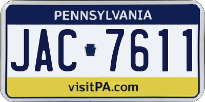PA license plate JAC7611