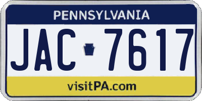 PA license plate JAC7617