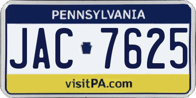 PA license plate JAC7625
