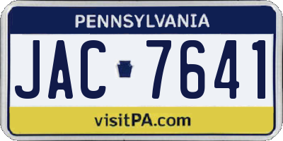 PA license plate JAC7641