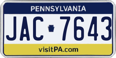 PA license plate JAC7643