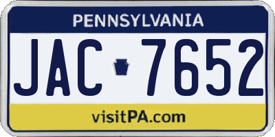 PA license plate JAC7652