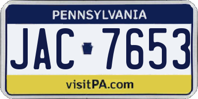PA license plate JAC7653