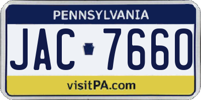 PA license plate JAC7660