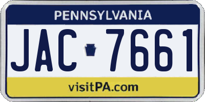 PA license plate JAC7661