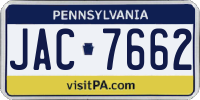 PA license plate JAC7662