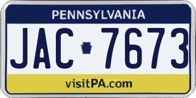 PA license plate JAC7673
