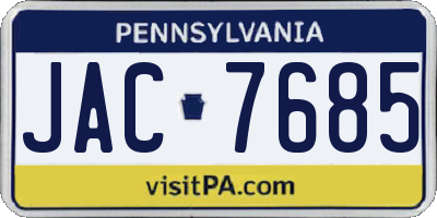 PA license plate JAC7685