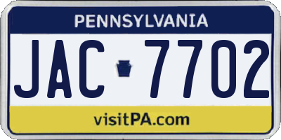 PA license plate JAC7702