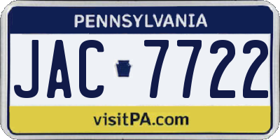 PA license plate JAC7722
