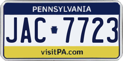 PA license plate JAC7723