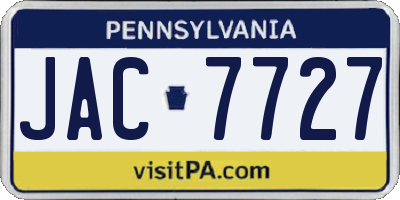 PA license plate JAC7727