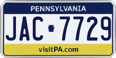 PA license plate JAC7729