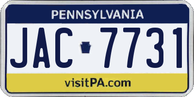 PA license plate JAC7731