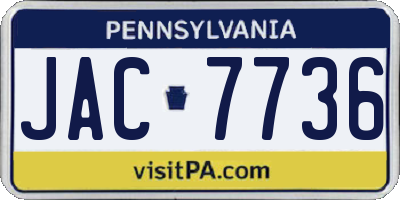 PA license plate JAC7736