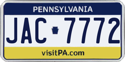 PA license plate JAC7772