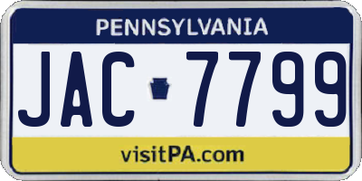 PA license plate JAC7799
