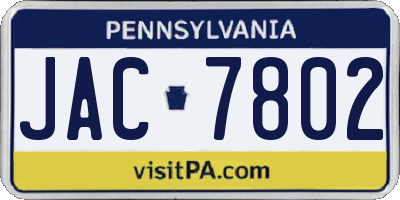 PA license plate JAC7802