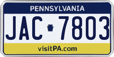 PA license plate JAC7803