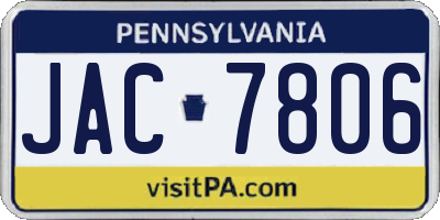 PA license plate JAC7806