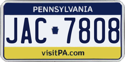 PA license plate JAC7808