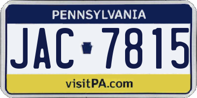 PA license plate JAC7815