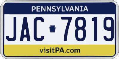 PA license plate JAC7819