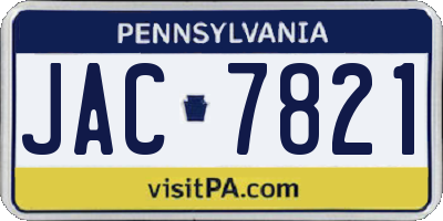 PA license plate JAC7821