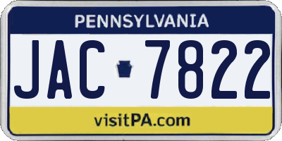 PA license plate JAC7822