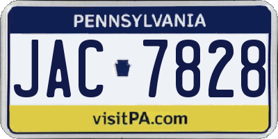 PA license plate JAC7828