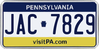 PA license plate JAC7829