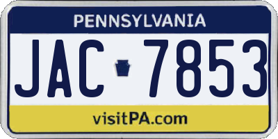 PA license plate JAC7853