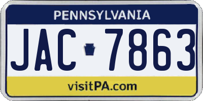 PA license plate JAC7863