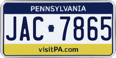 PA license plate JAC7865