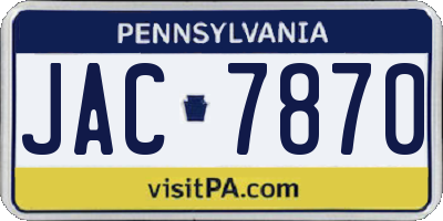 PA license plate JAC7870
