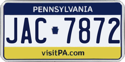 PA license plate JAC7872