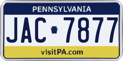 PA license plate JAC7877