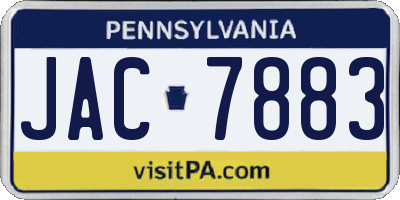 PA license plate JAC7883
