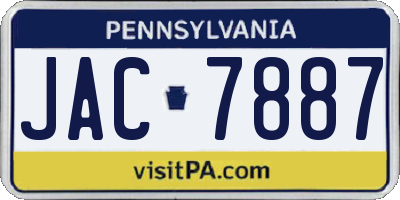 PA license plate JAC7887