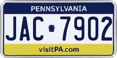 PA license plate JAC7902