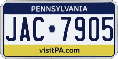 PA license plate JAC7905