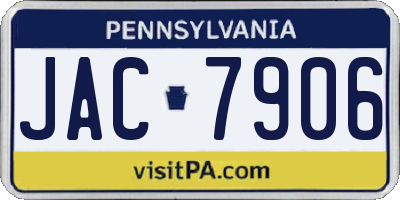 PA license plate JAC7906